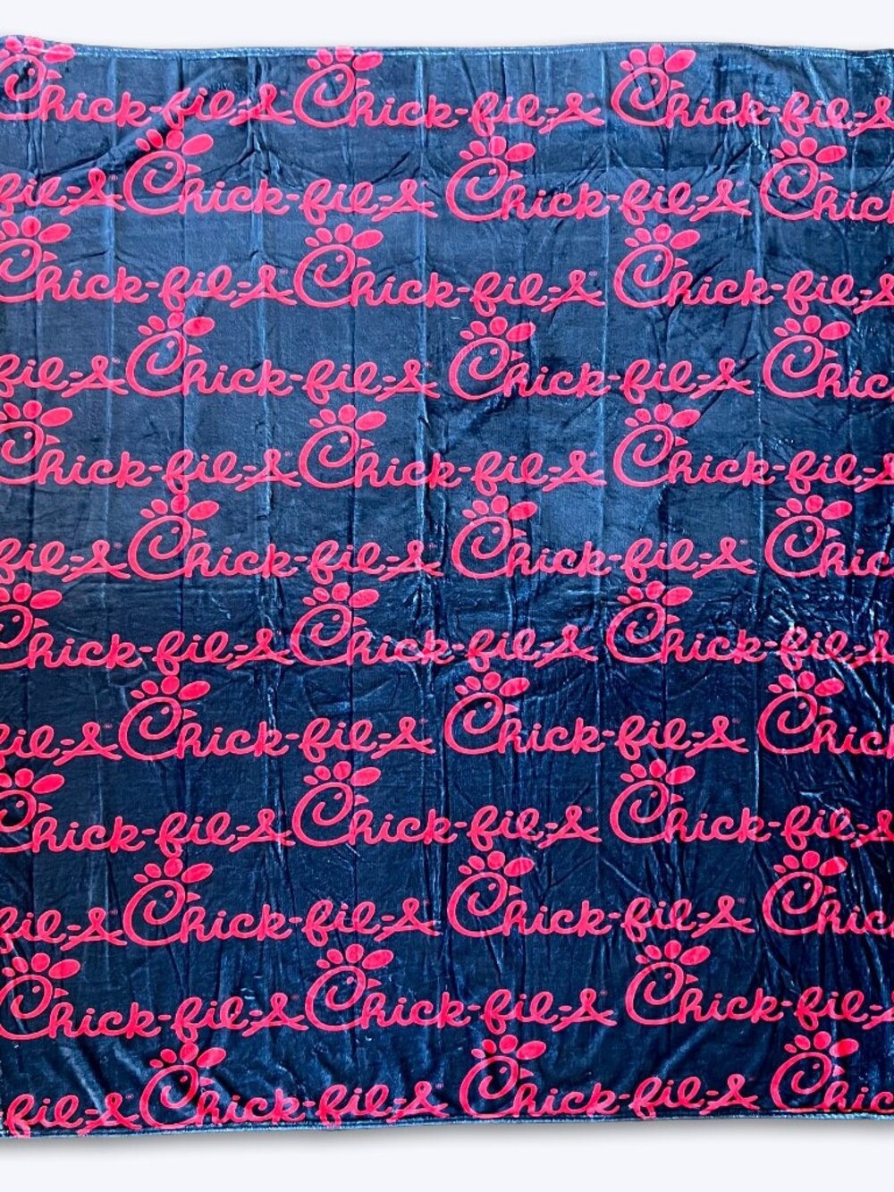 Chick-fil-A Logo Plush Fleece Throw Blanket Navy Red 50x58 Promo Swag CFA Gift
